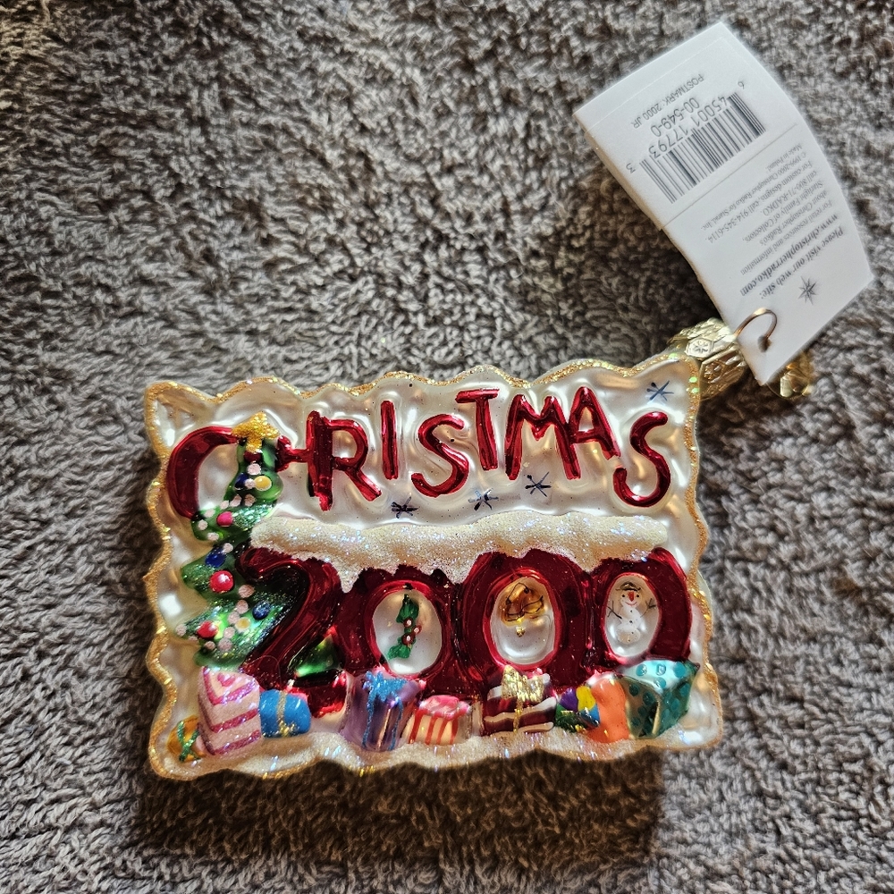 Christopher Radko vintage Christmas 2000 postcard ornament